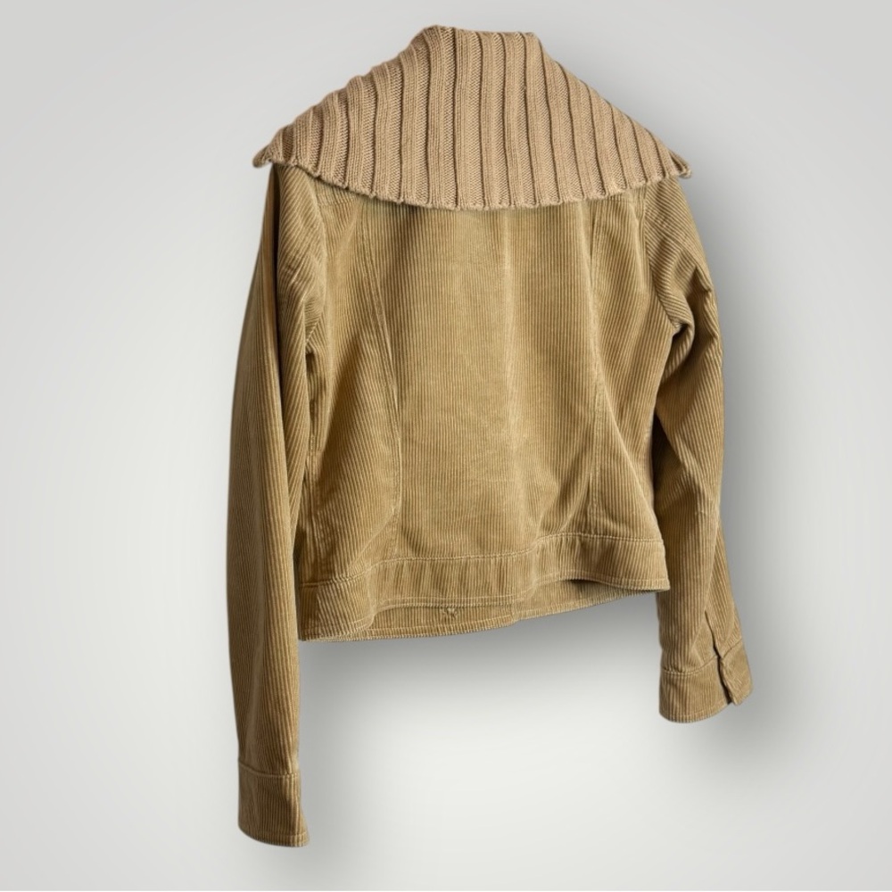 J Crew Cropped Corduroy Jacket Size Medium Shawl Collar Snaps Y2K Tan Vintage - Picture 6 of 8